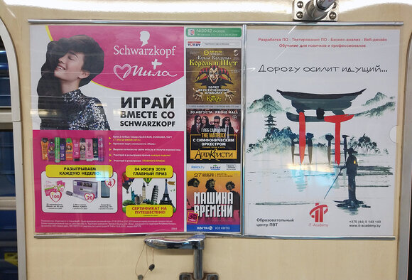 Реклама в вагонах метро в июне 2019 г. Тематический обзор